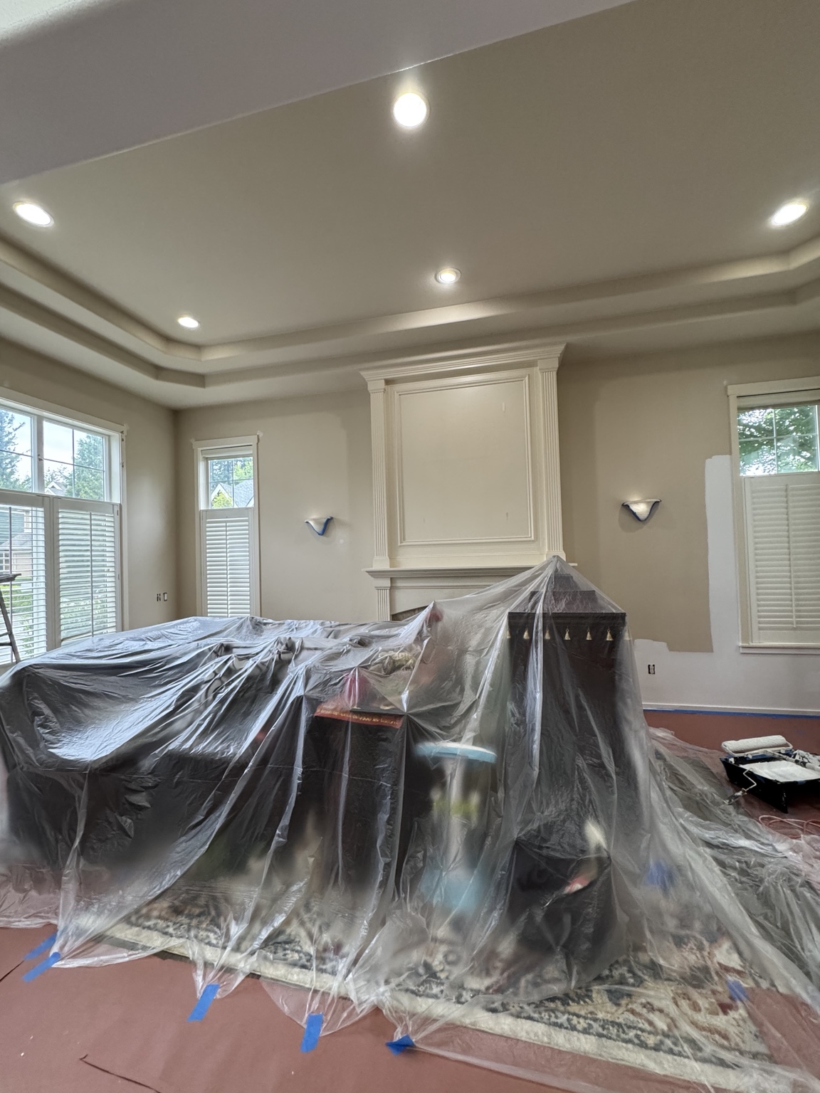 Interior painting in progress before finish