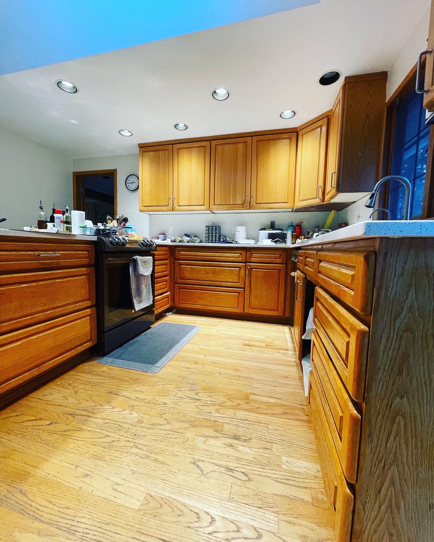 Wood cabinets before refinishing
